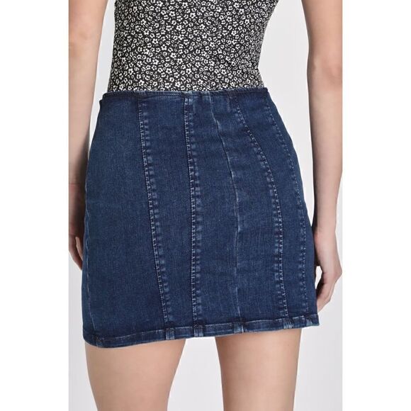 NWT Free People We the Free Layla Denim Mini Skirt in Deep Indigo, Size 10 - Picture 9 of 16